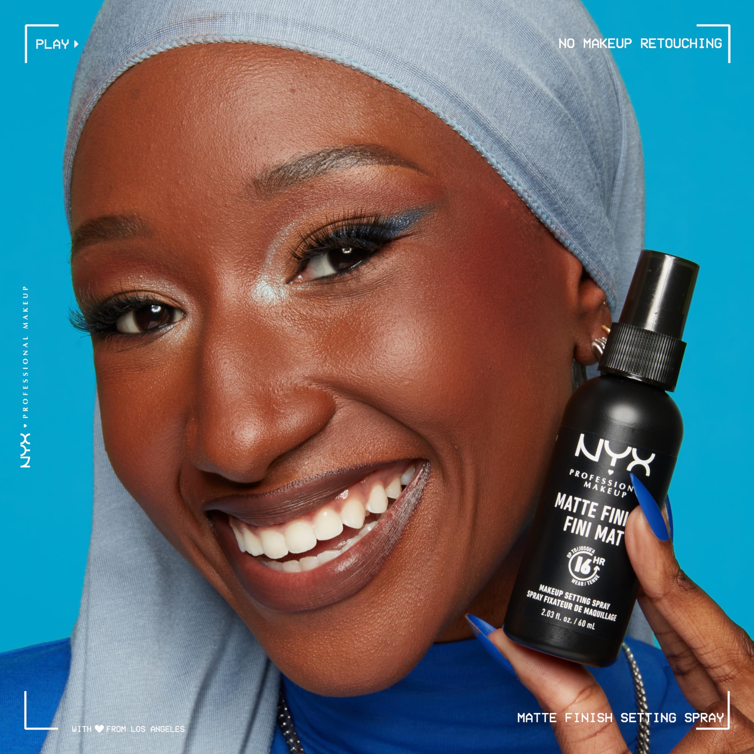 NYX Professional Makeup: duración anunciada de 16 horas para fijar el maquillaje.