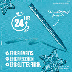 NYX Professional Makeup Epic Ink Glitz Liner brillo metalico azul turquesa para realzar el estilo.