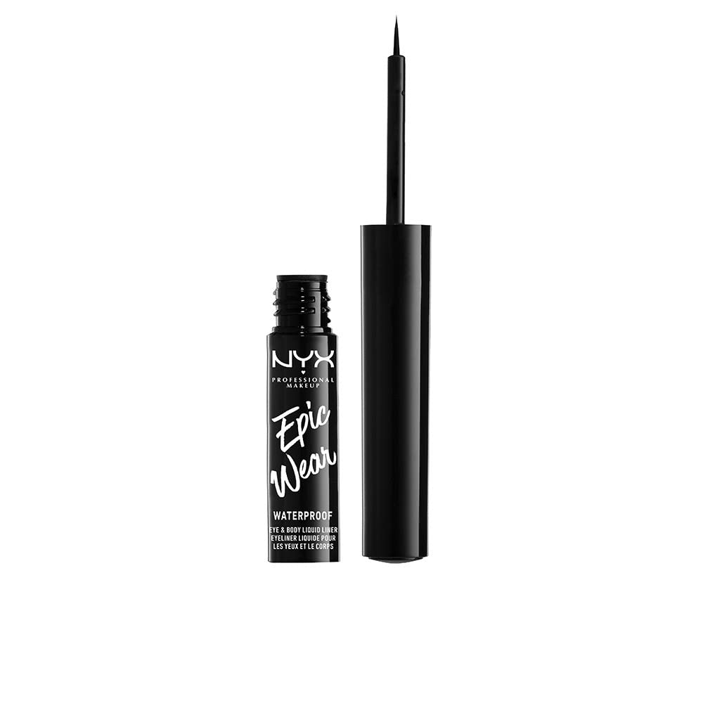 Liner líquido Epic Wear de NYX con aplicador flexible para trazos precisos y acabado mate duradero.