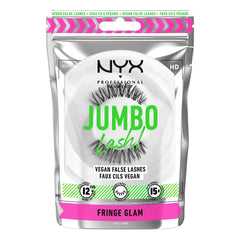 Pestañas veganas Jumbo Lash de NYX con banda invisible para un look natural.