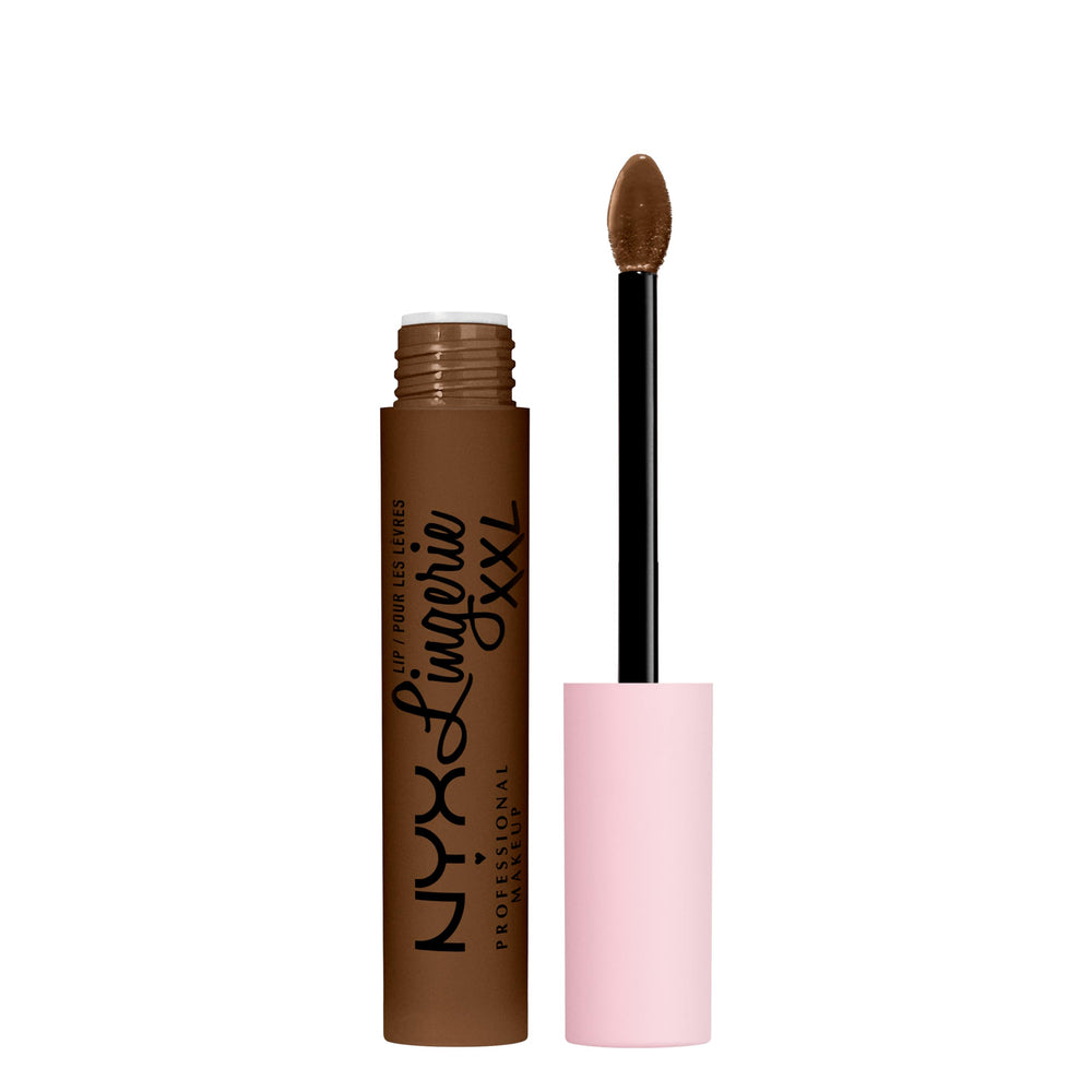 Labial XXL mate NYX en tono Goin Desnuda, chocolate brown.
