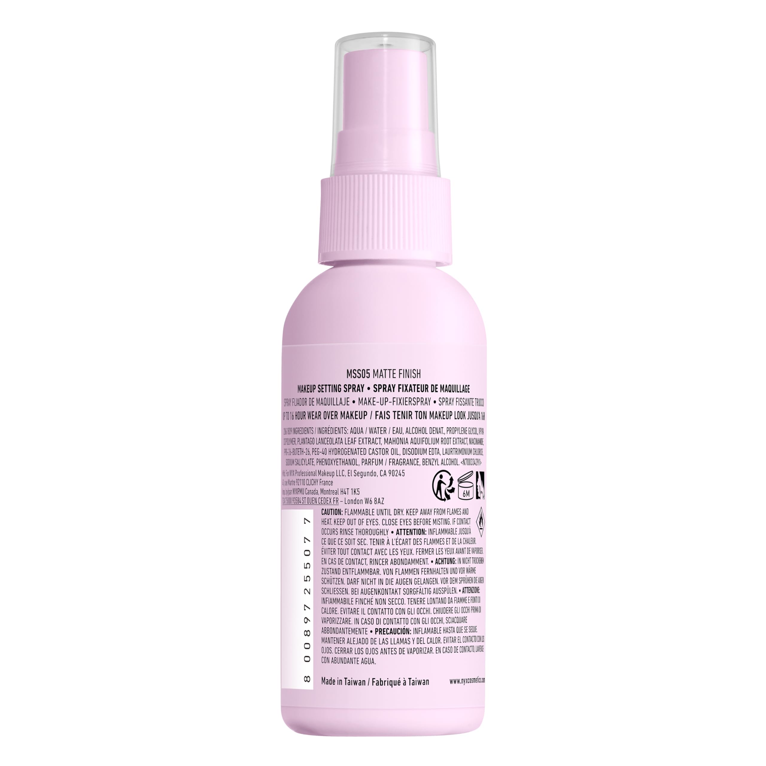 Prolonga la apariencia con NYX Marshmellow Setting Spray y acabado mate.