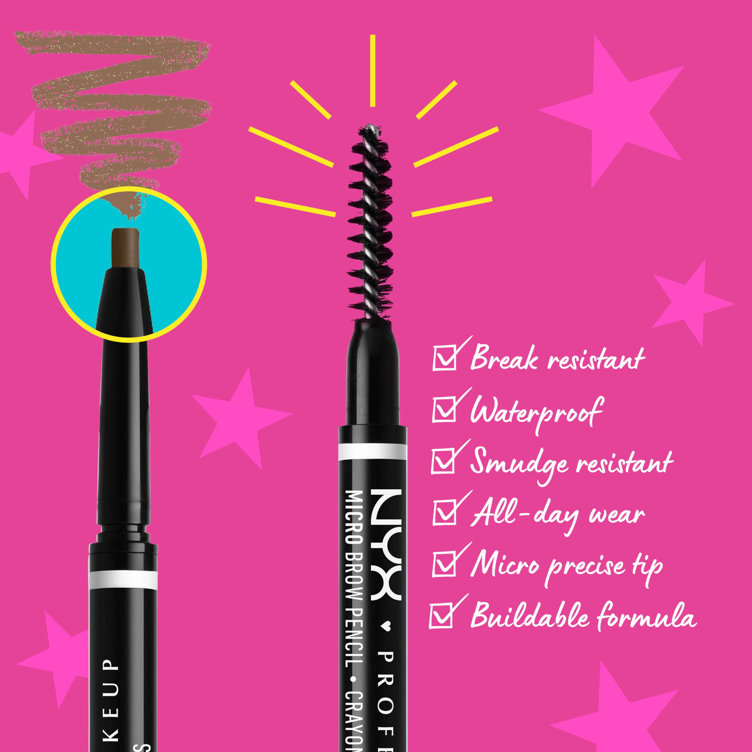 NYX Micro Brow Pencil: trazos finos para rellenar cejas de forma sutil.