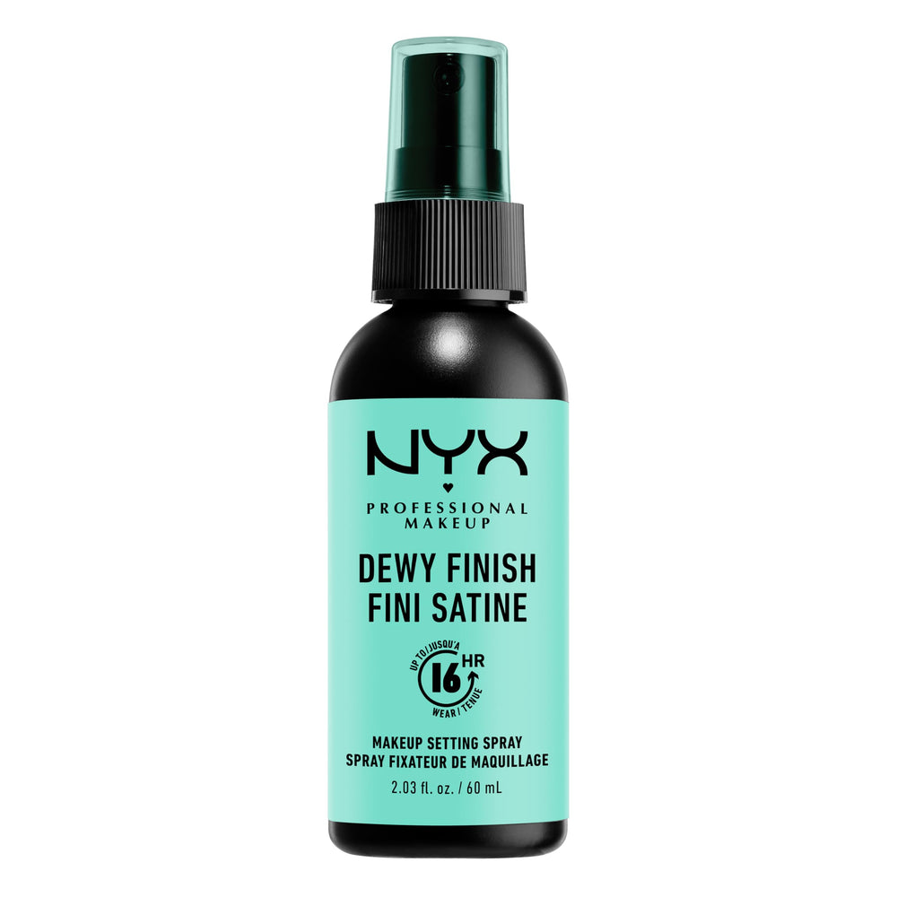 Spray fijador NYX Professional Makeup con acabado húmedo para un aspecto luminoso todo el día.