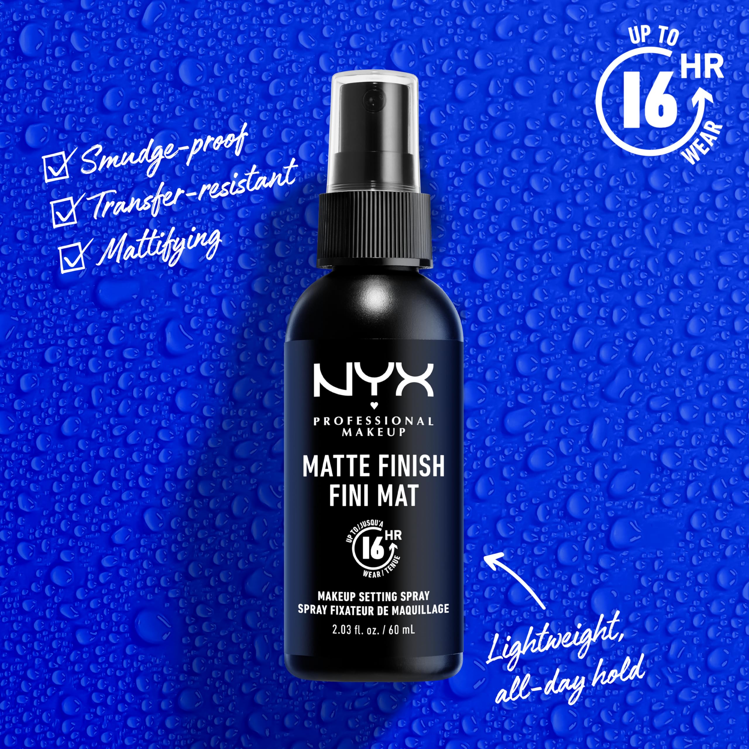 NYX Professional Makeup: pulverizador aplicado para distribución suave del fijador.