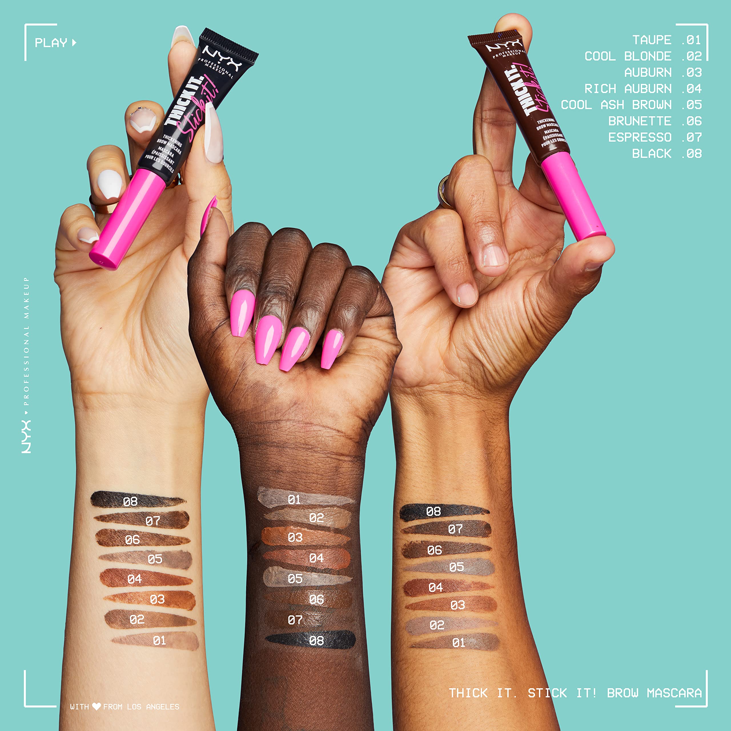 Aplicación precisa para definir y fijar cejas con Thick It Stick It.