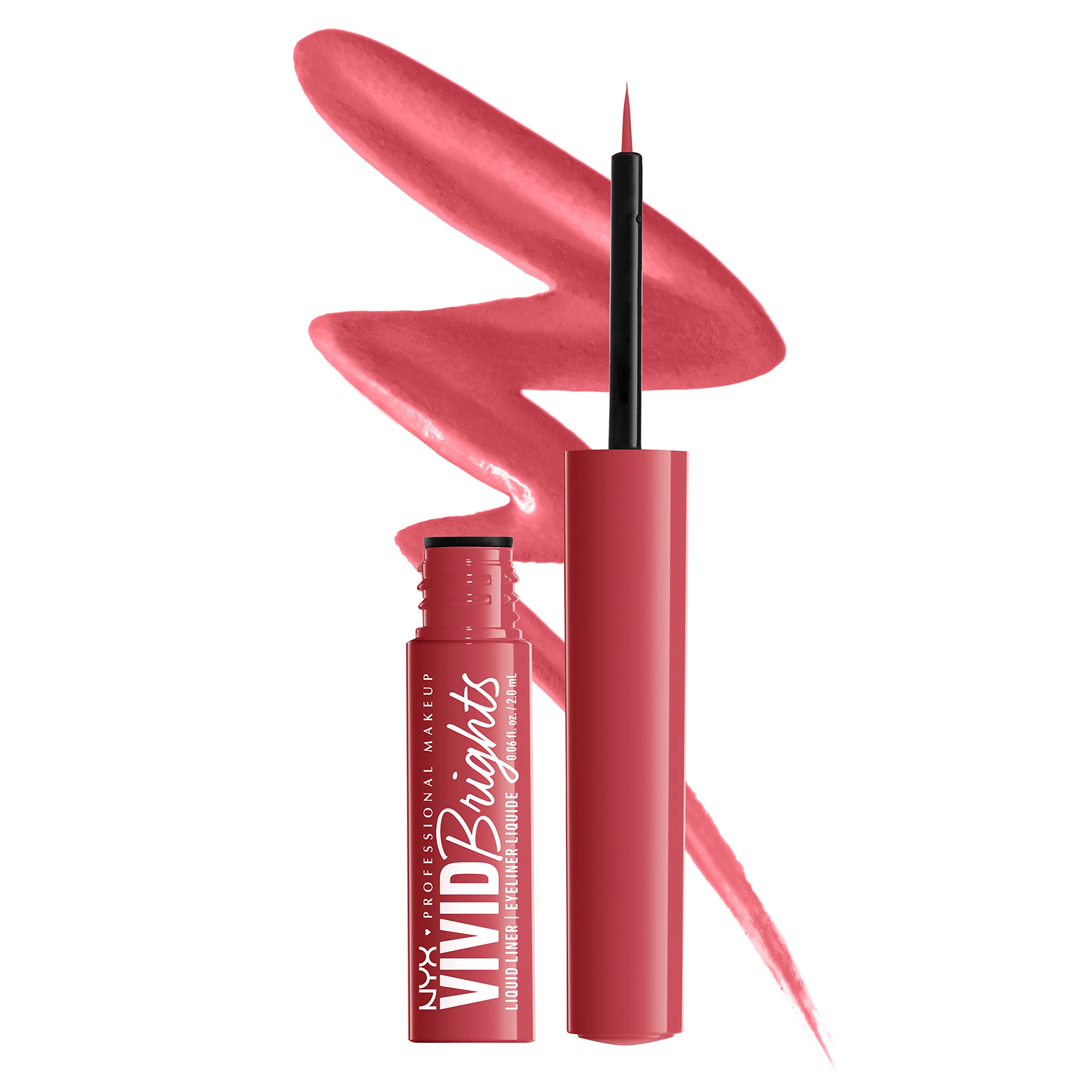 NYX Vivid Brights delineador, trazo rojo mate para delineados nítidos