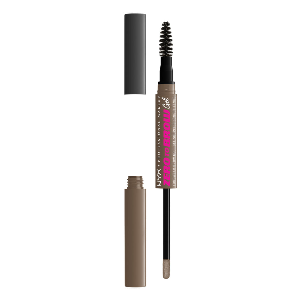 NYX Zero to Brow con aplicador preciso para gel cejas Ash Brown, definición suave.