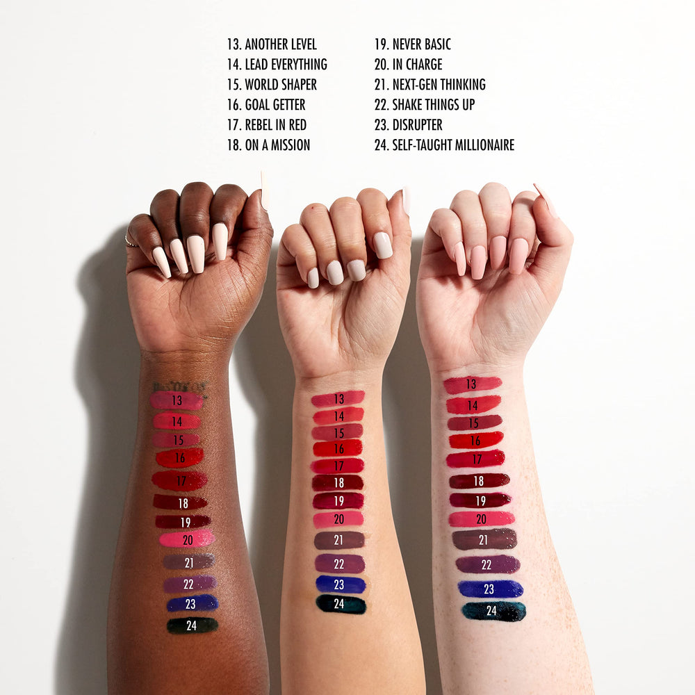 Aplicación en dos pasos de NYX Shine Loud para color intenso.