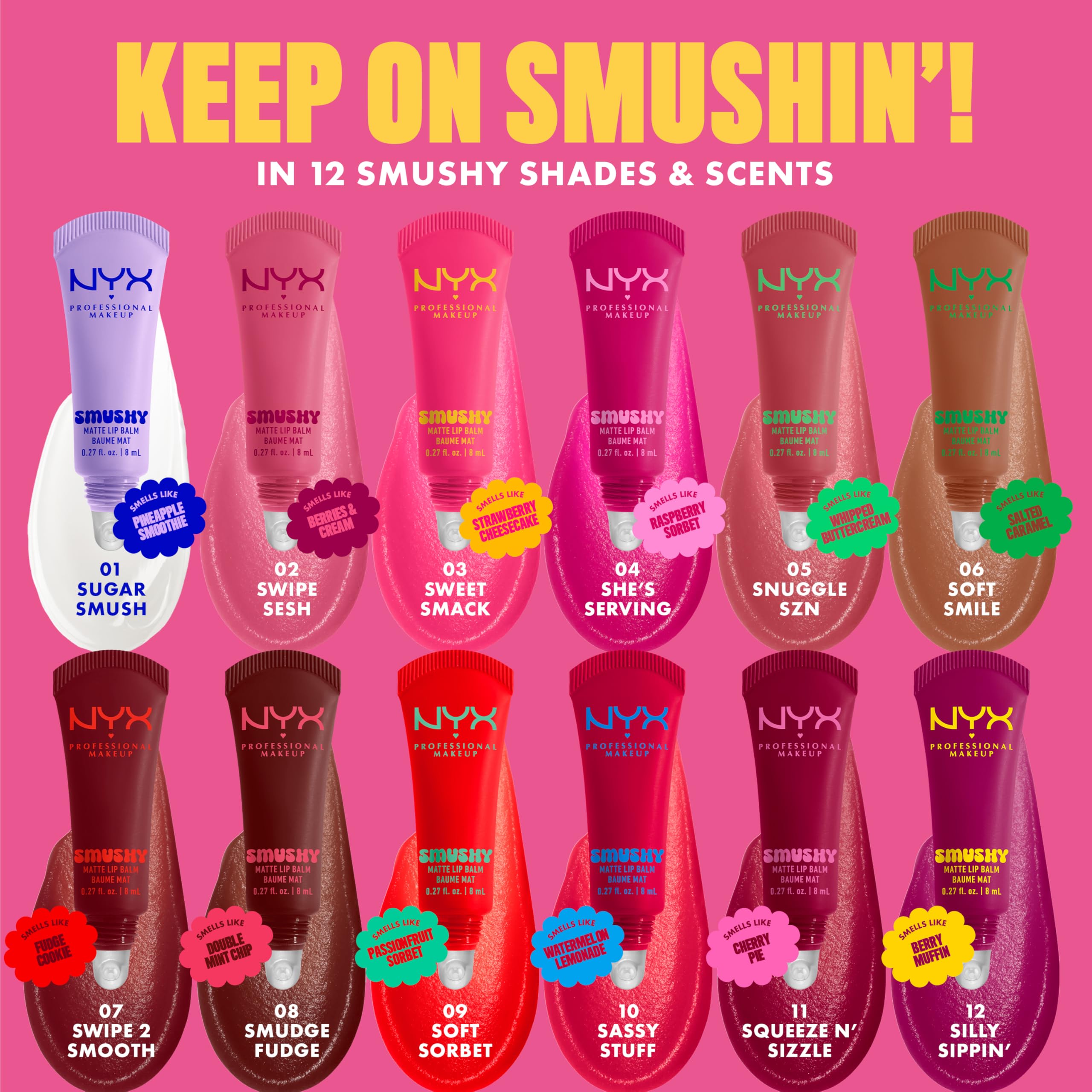 Acabado difuminado y suave de NYX Smushy Matte Lip Balm.