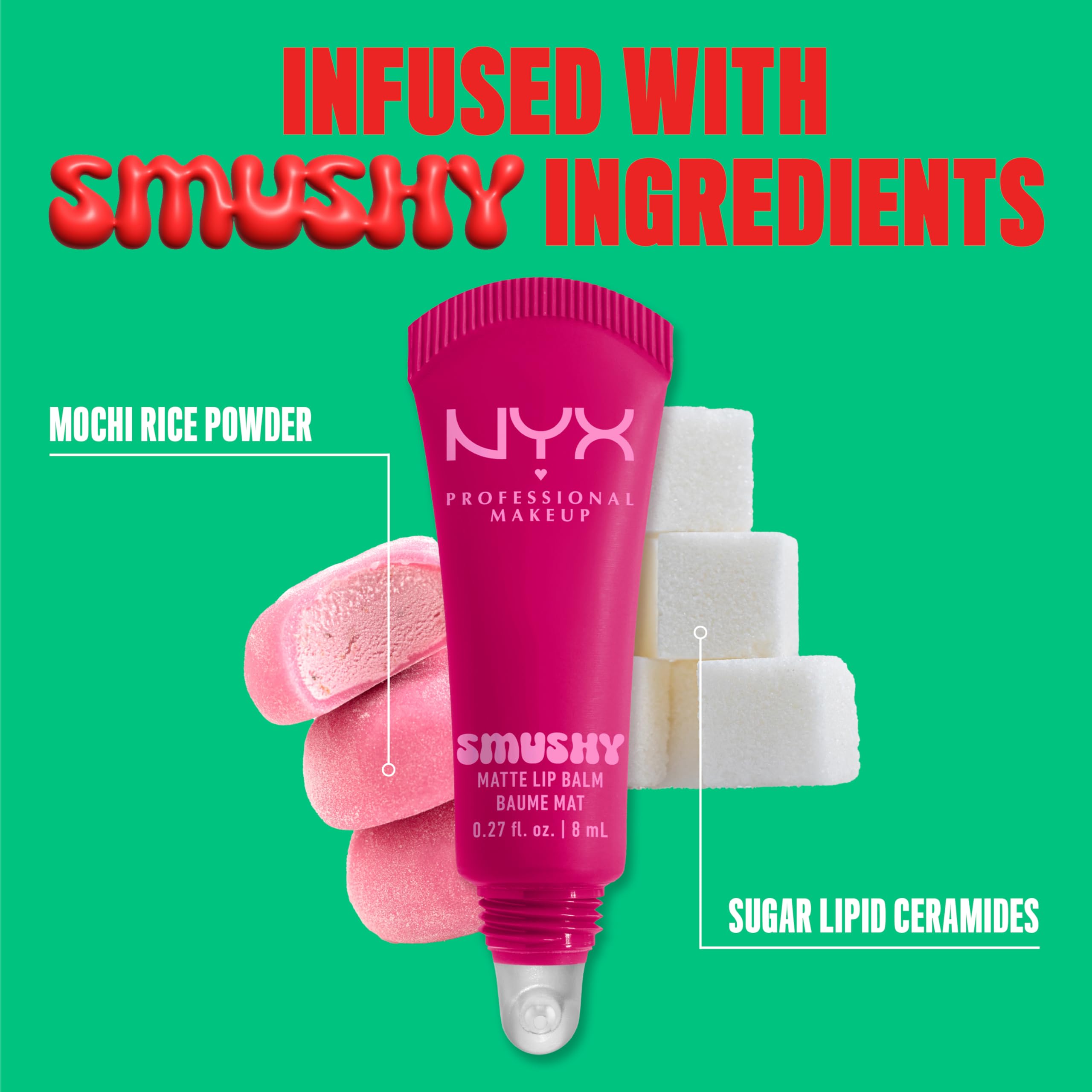 Tono rosado NYX Smushy Matte Lip Balm para uso diario.