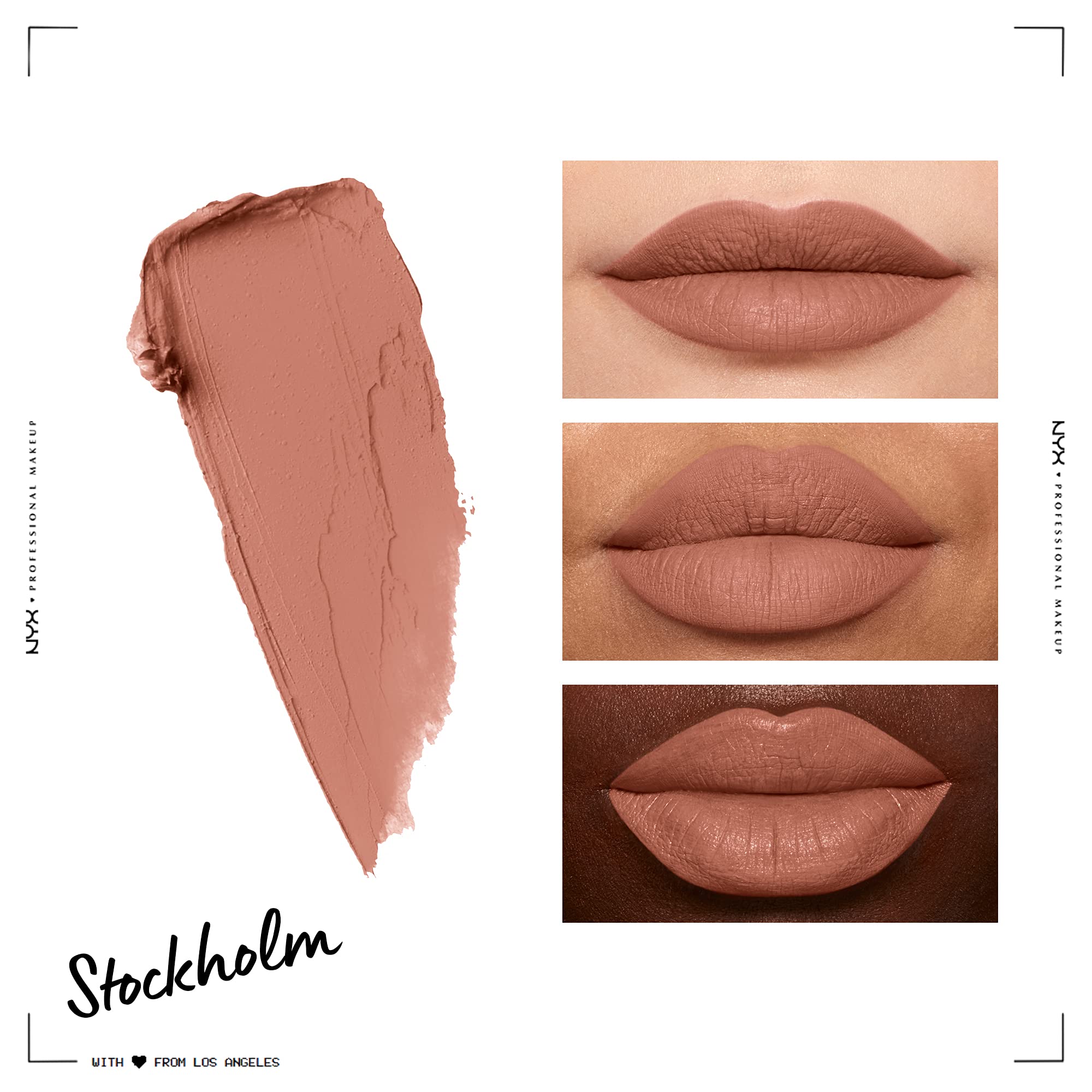 NYX Soft Matte Lip Cream Stockholm aplicación en labios para acabado mate.