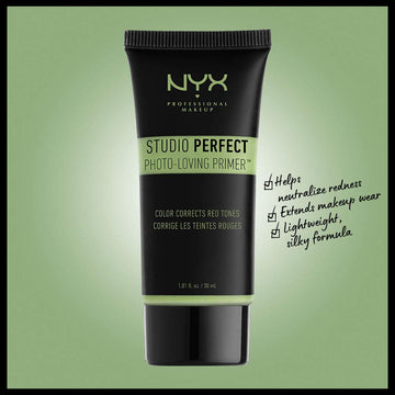 Primer verde de NYX neutralizando enrojecimiento para tono más uniforme