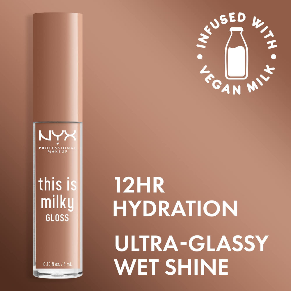 NYX This Is Milky Gloss aplicación suave para color cremoso y acabado brillante.
