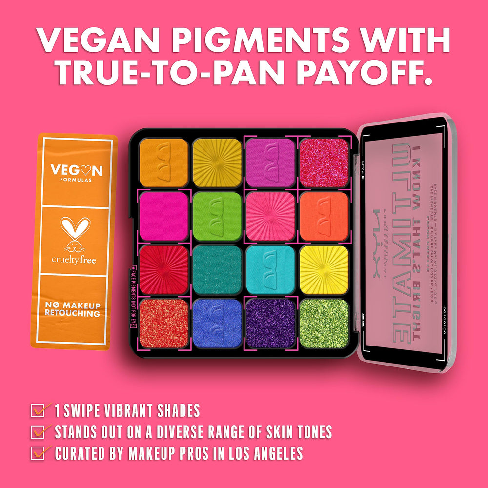 NYX Ultimate Shadow Palette delivers rich pigments for buildable color on all skin tones.