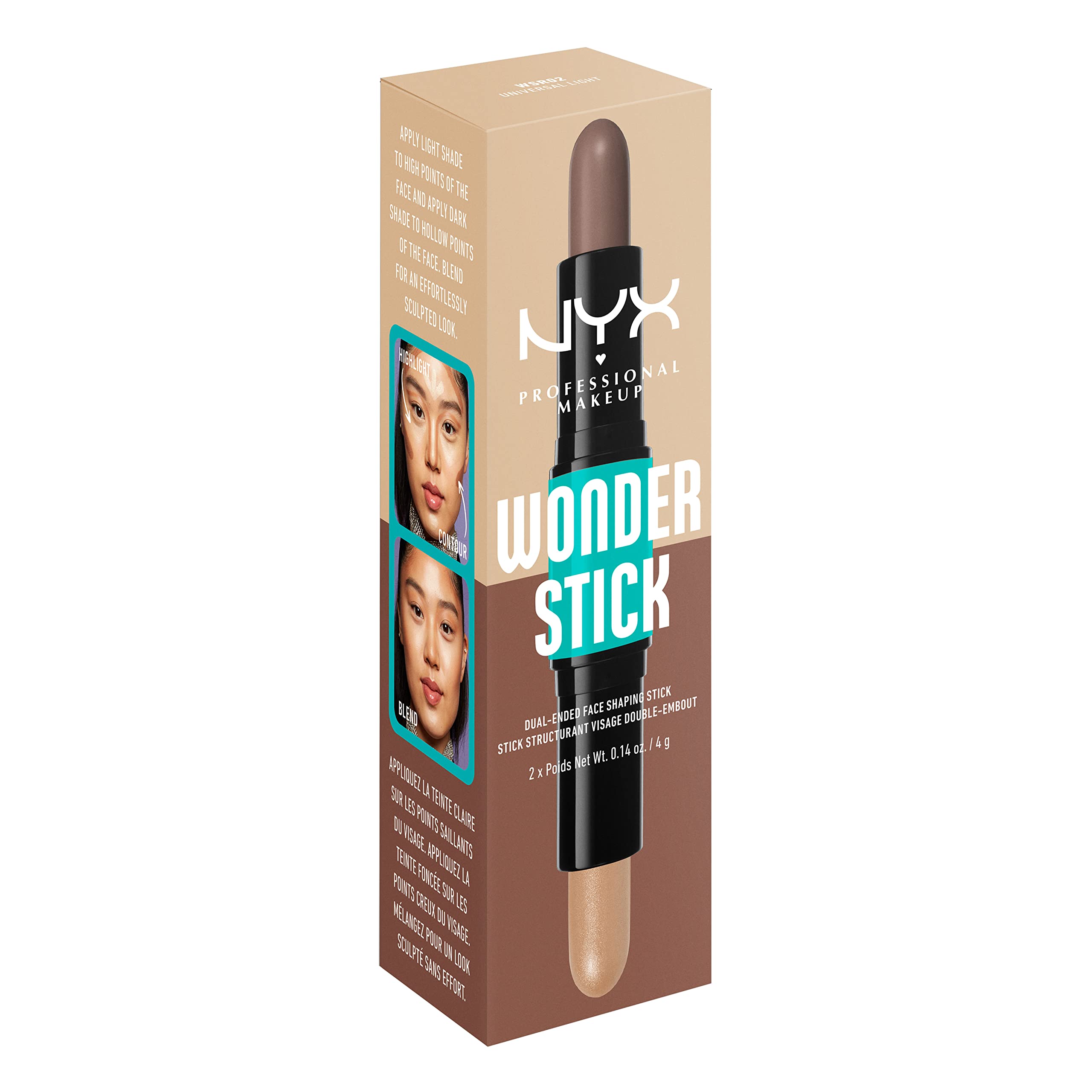 NYX Wonder Stick acabado-cremoso para contornear e iluminar sin esfuerzos.