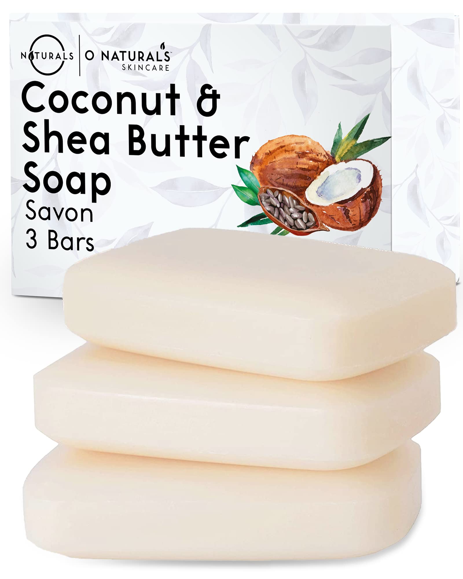 O Naturals barra de jabón con coco y karité, hidratación suave para la piel.