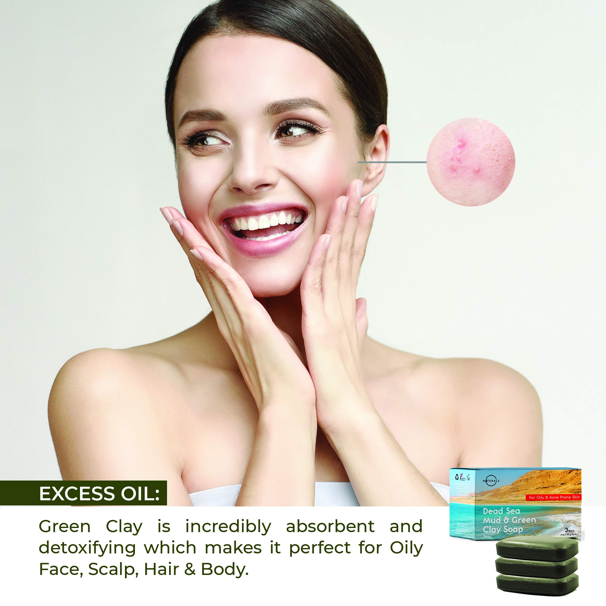 O Naturals jabón arcilla, exfoliación suave para rostro y cuerpo.
