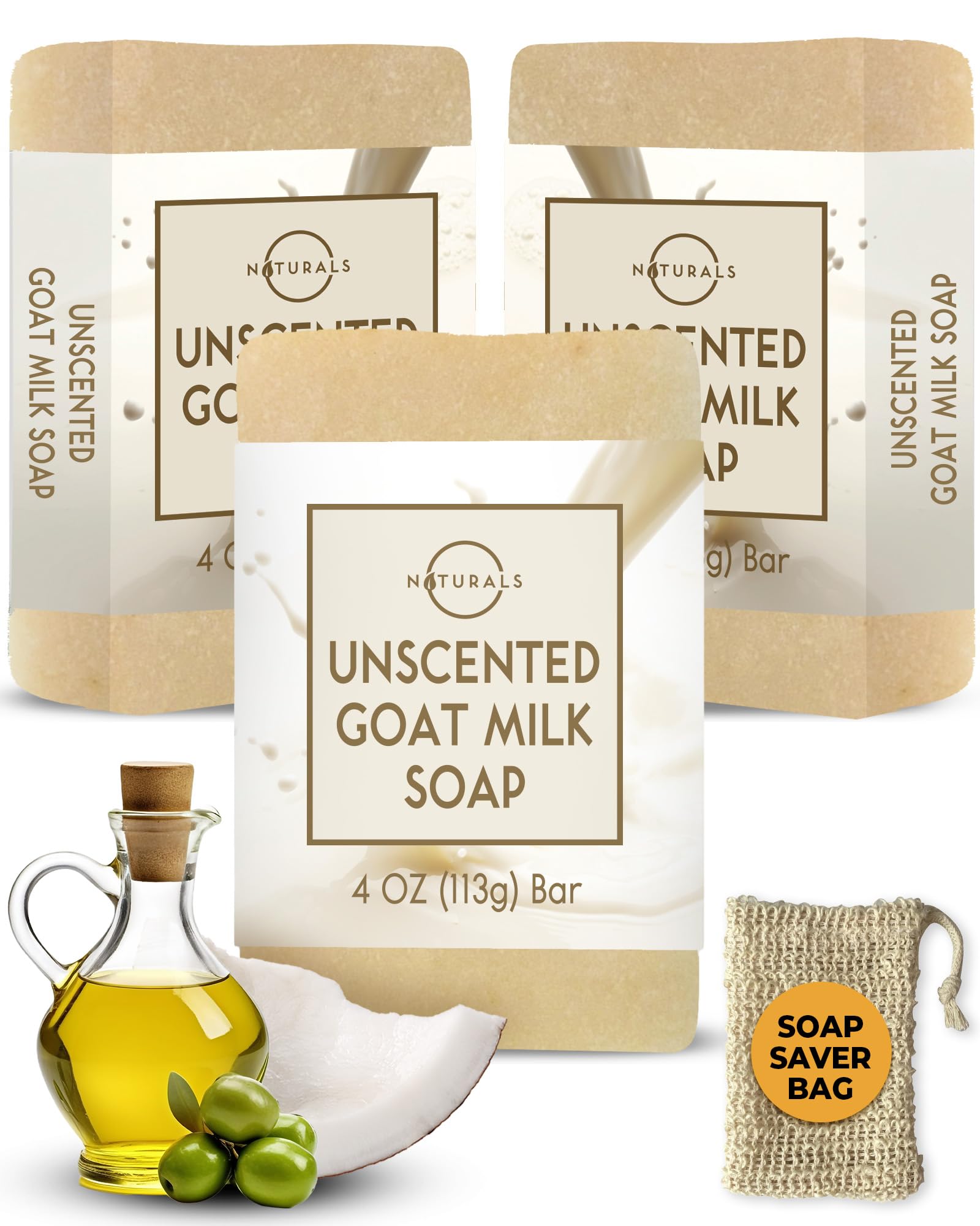 O Naturals jabon leche cabra sin aroma para piel sensible