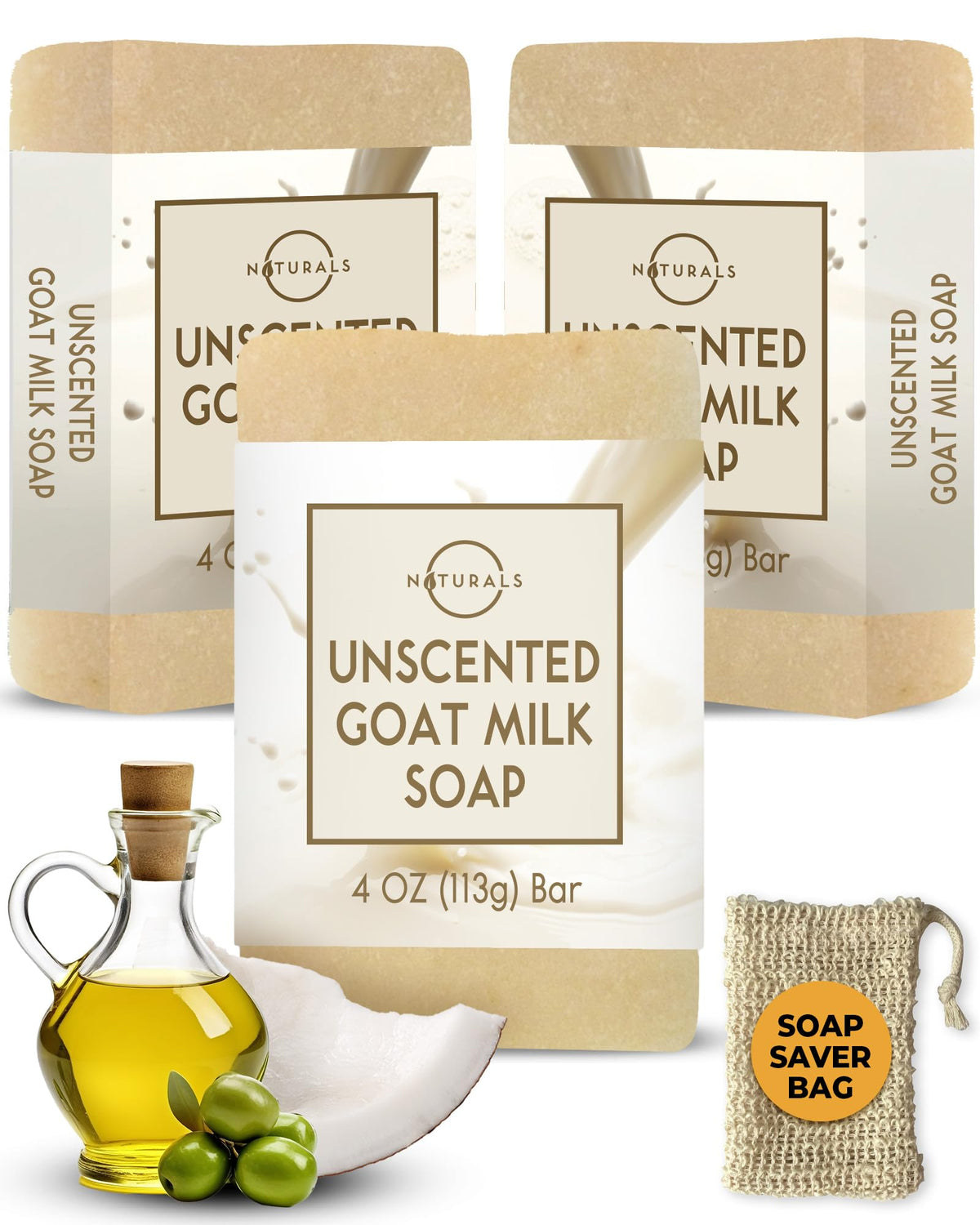 O Naturals jabon leche cabra sin aroma para piel sensible