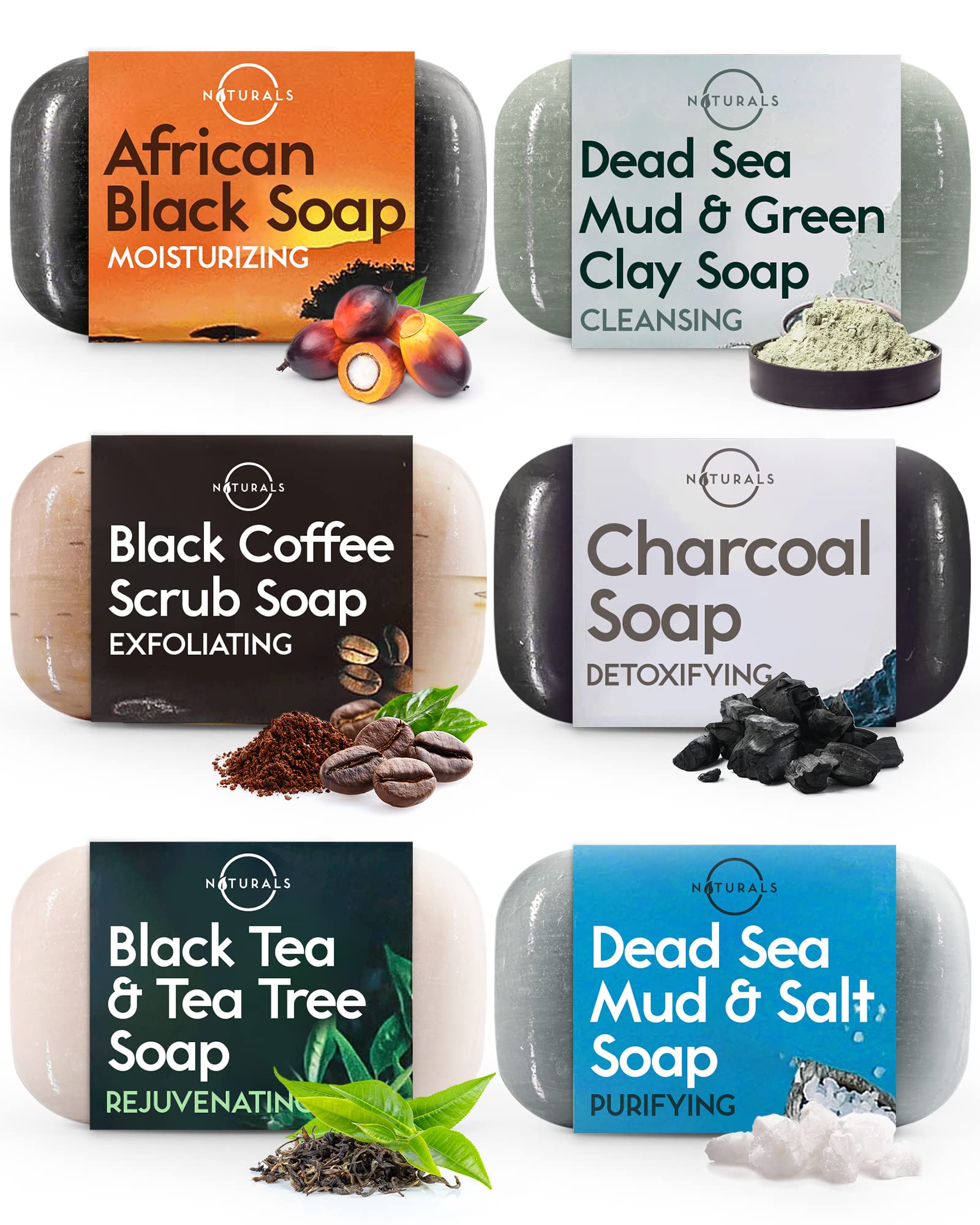 O NATURALS Savon noir africain – ensemble, hydratant et nourrissant pour peau et visage.
