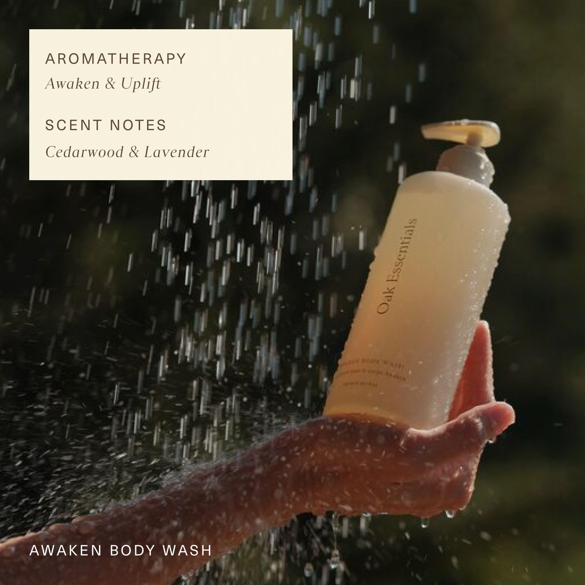 Oak Essentials Awaken Body Wash aceite de cedro para sensación vigorizante