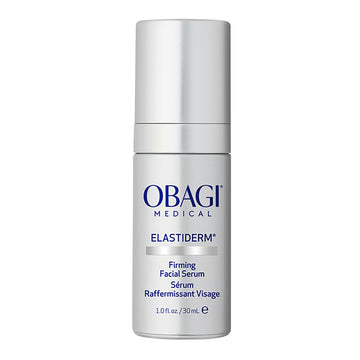 Obagi Elastiderm Serum, botella visible que transmite firmeza facial