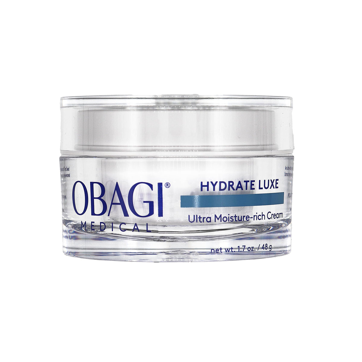 Obagi Hydrate Luxe crema nocturna, textura bálsamo, hidratación profunda para piel seca.
