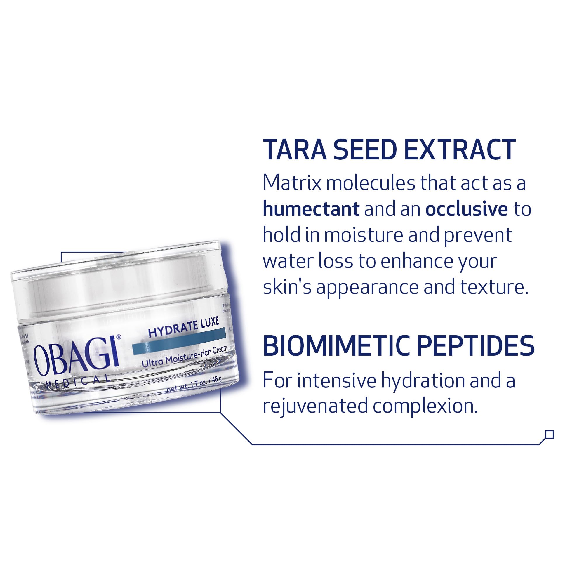 Obagi Hydrate Luxe, fórmula hipoalergénica y no comedogénica para piel sensible.