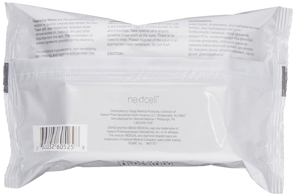 Texture douce des lingettes Obagi On the Go pour peau propre et fraîche.