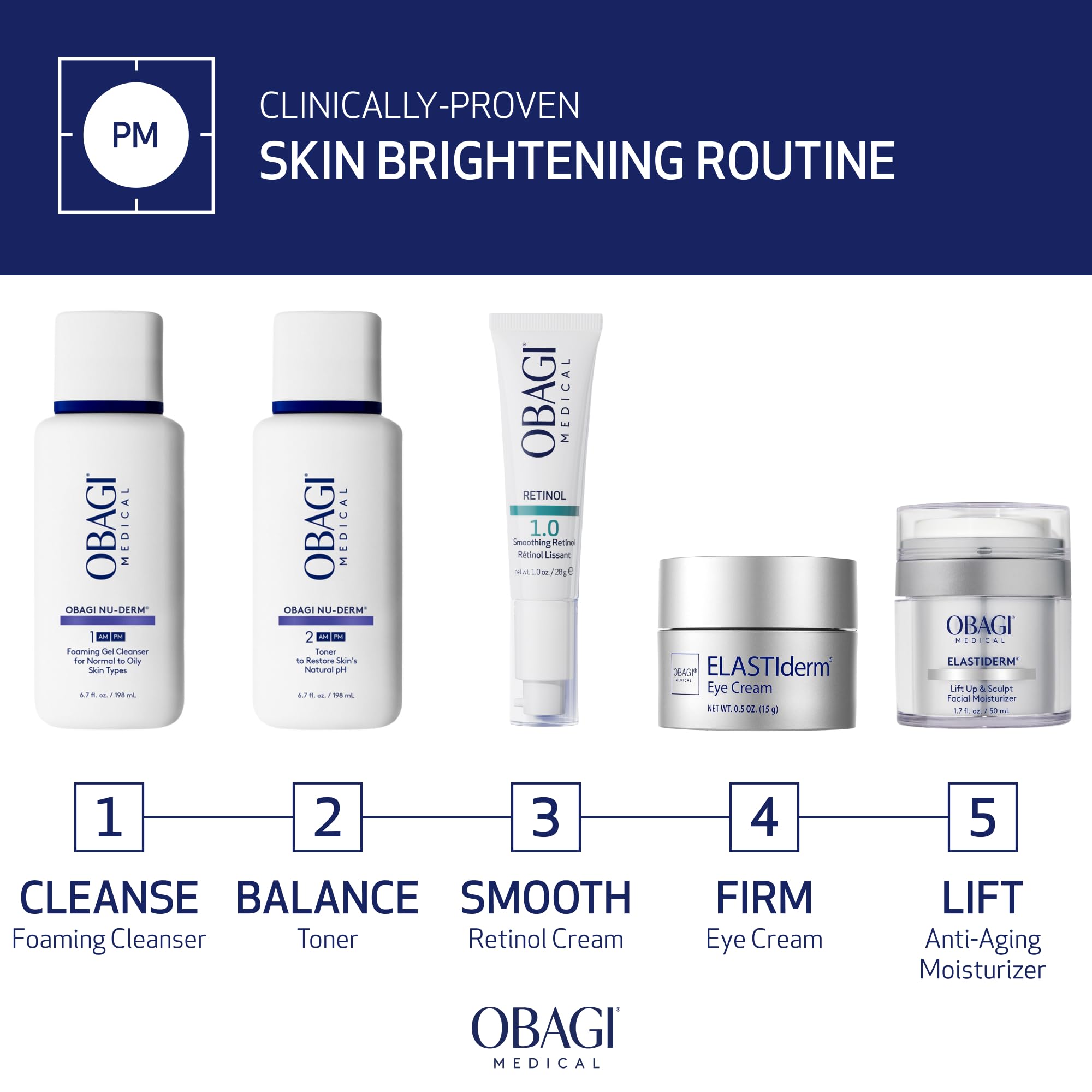 Obagi Medical Retinol 1.0 Crema, caja elegante para rutina de belleza.