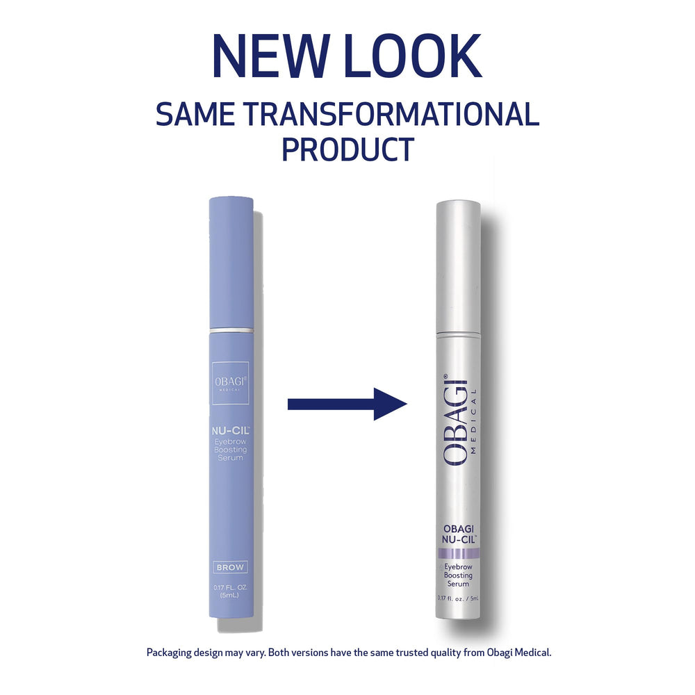 Aplicador de Obagi Nu-Cil Serum entrega dosis precisa en las cejas.