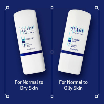 Obagi Nu-Derm Exfoderm Forte, envase compacto ideal para viaje y guardado.