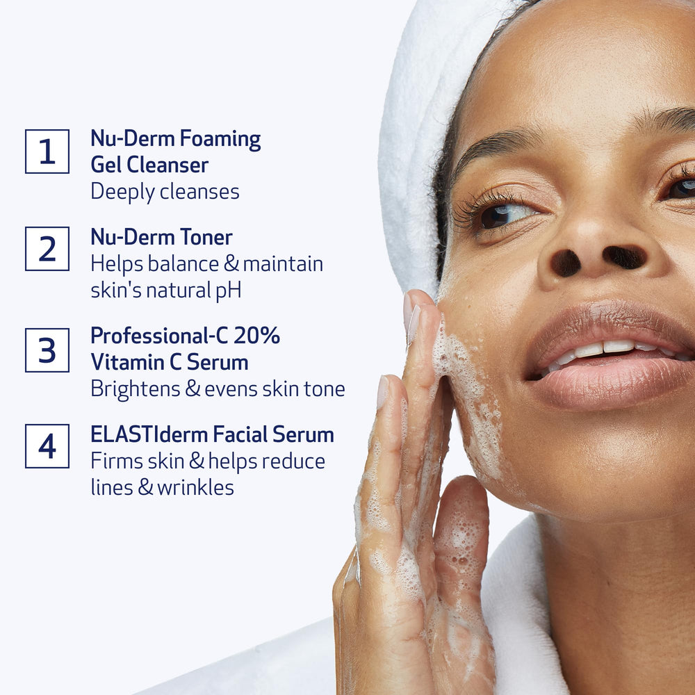 Botella Nu-Derm Face Toner, equilibrante que cuida la piel sin resecar.