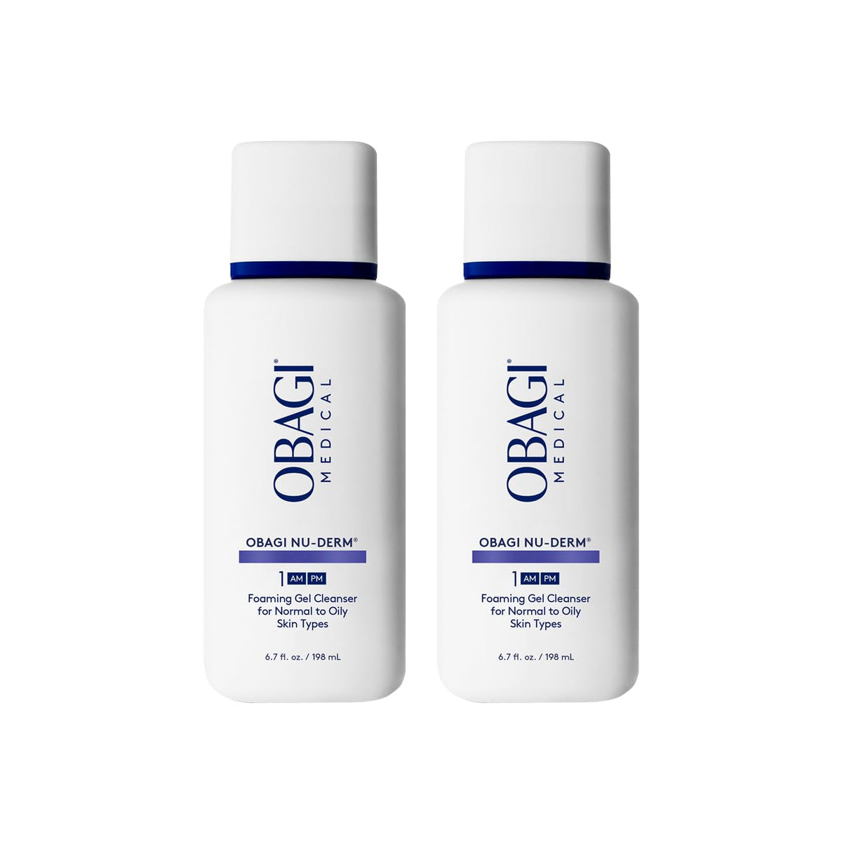 Obagi Nu-Derm Gel Espumoso en botella: limpieza suave y piel fresca.