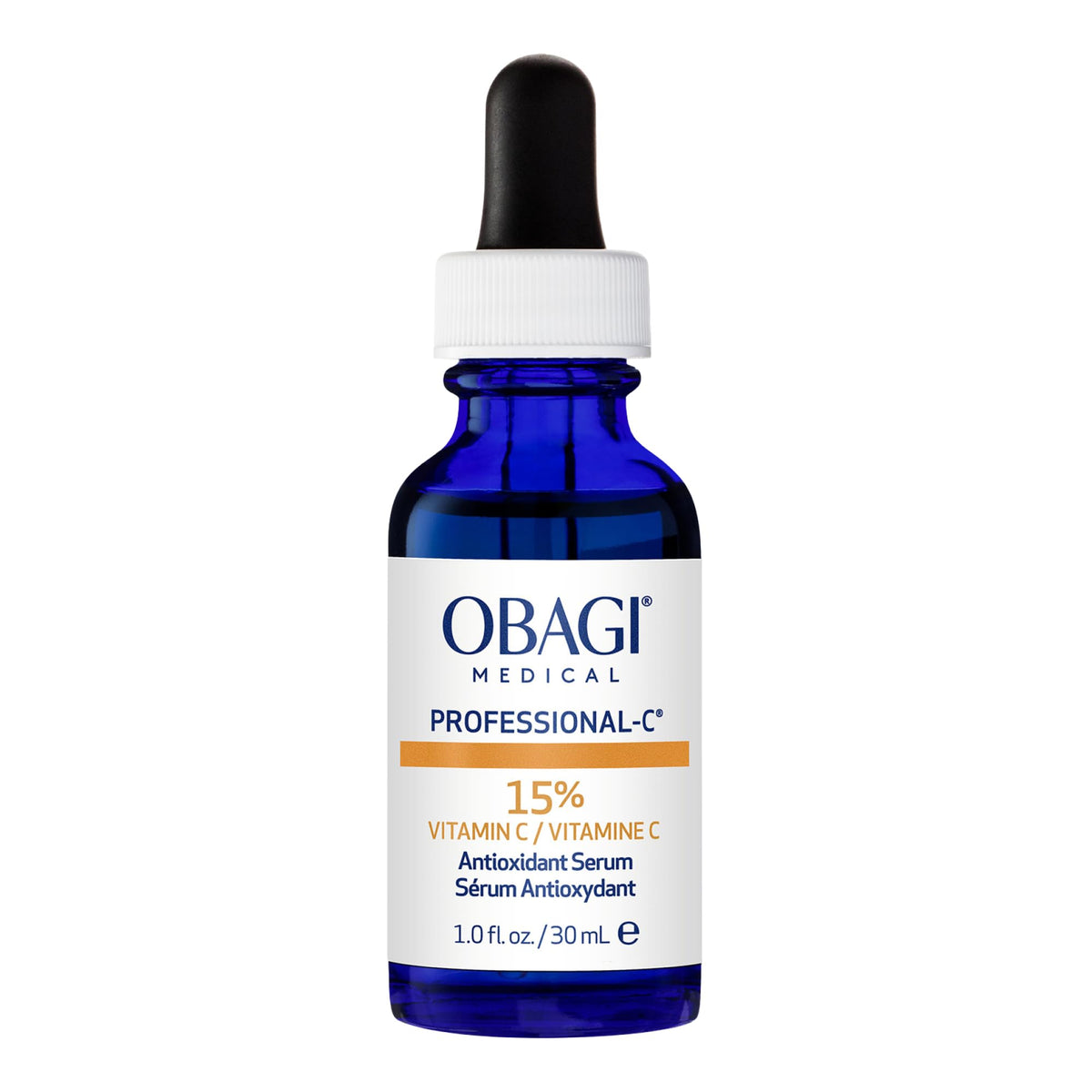 Obagi Professional-C 15% Suero: botella con gota para iluminar el tono de piel.