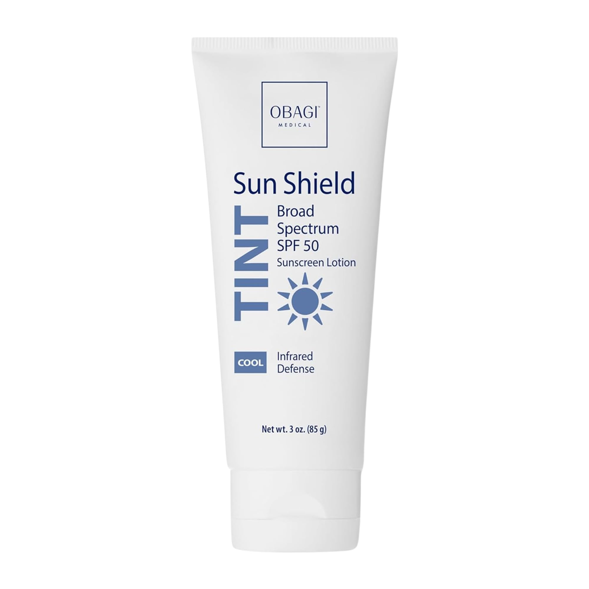 Obagi Sun Shield Tintado frente del envase, protección diaria con tono fresco.
