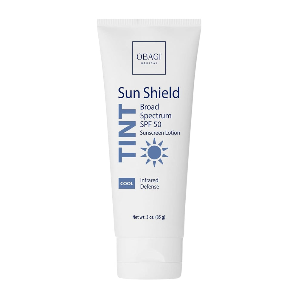 Obagi Sun Shield Tintado frente del envase, protección diaria con tono fresco.