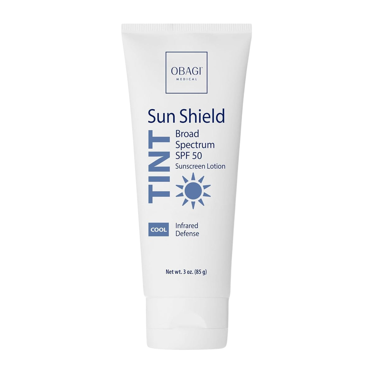 Obagi Sun Shield Tintado frente del envase, protección diaria con tono fresco.