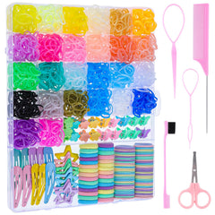 Conjunto obeoby de bandas elásticas coloridas en 26 colores para peinados creativos.