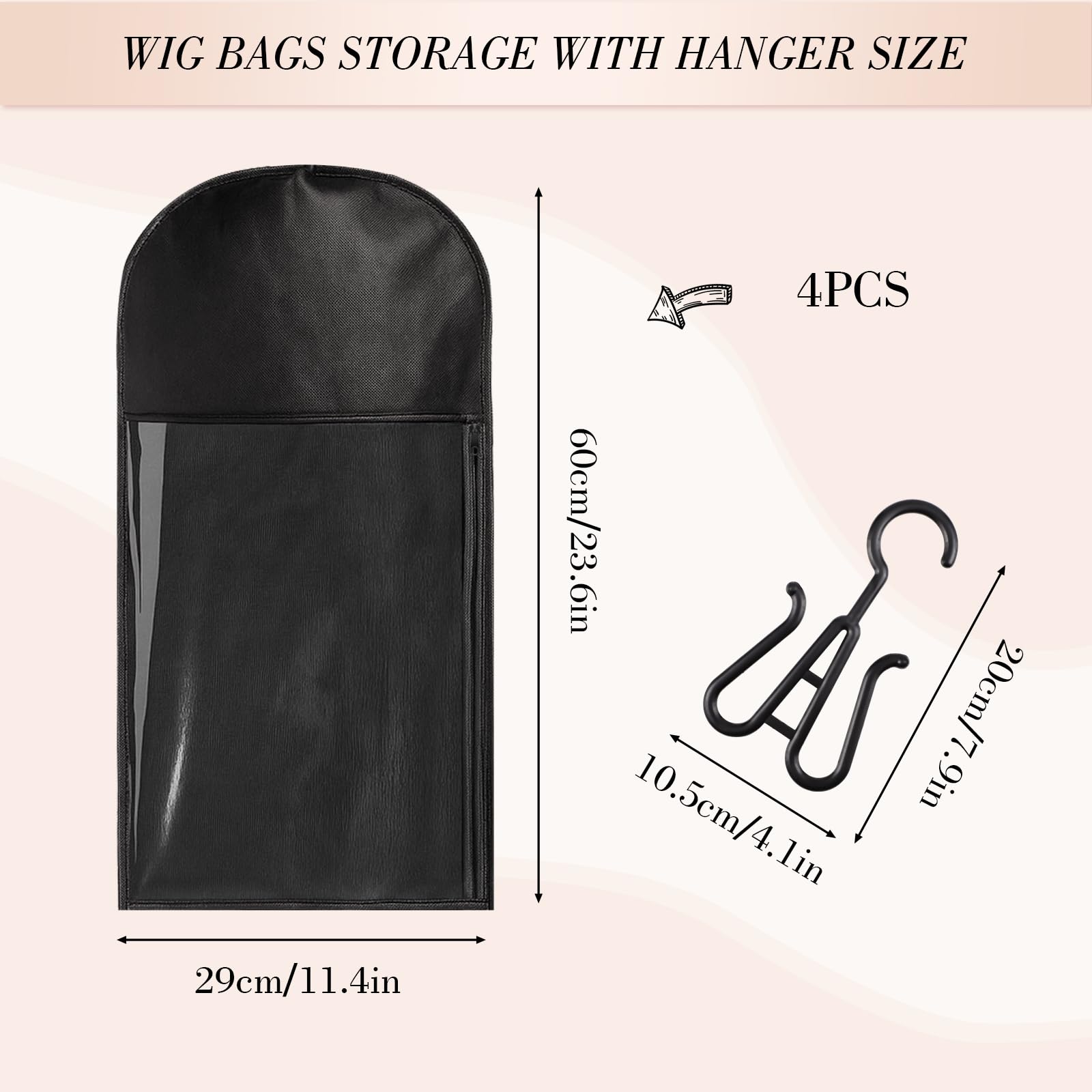 obeoby bolsas con ventana transparente para identificar rápidamente la peluca