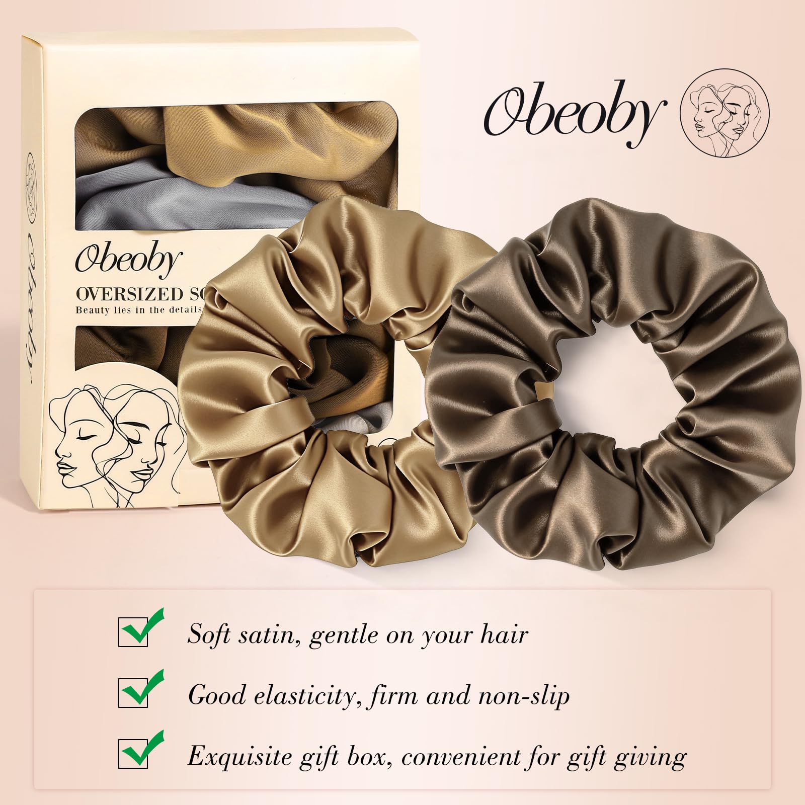 Gomitas satinadas obeoby, en caja-regalo elegante para regalo.