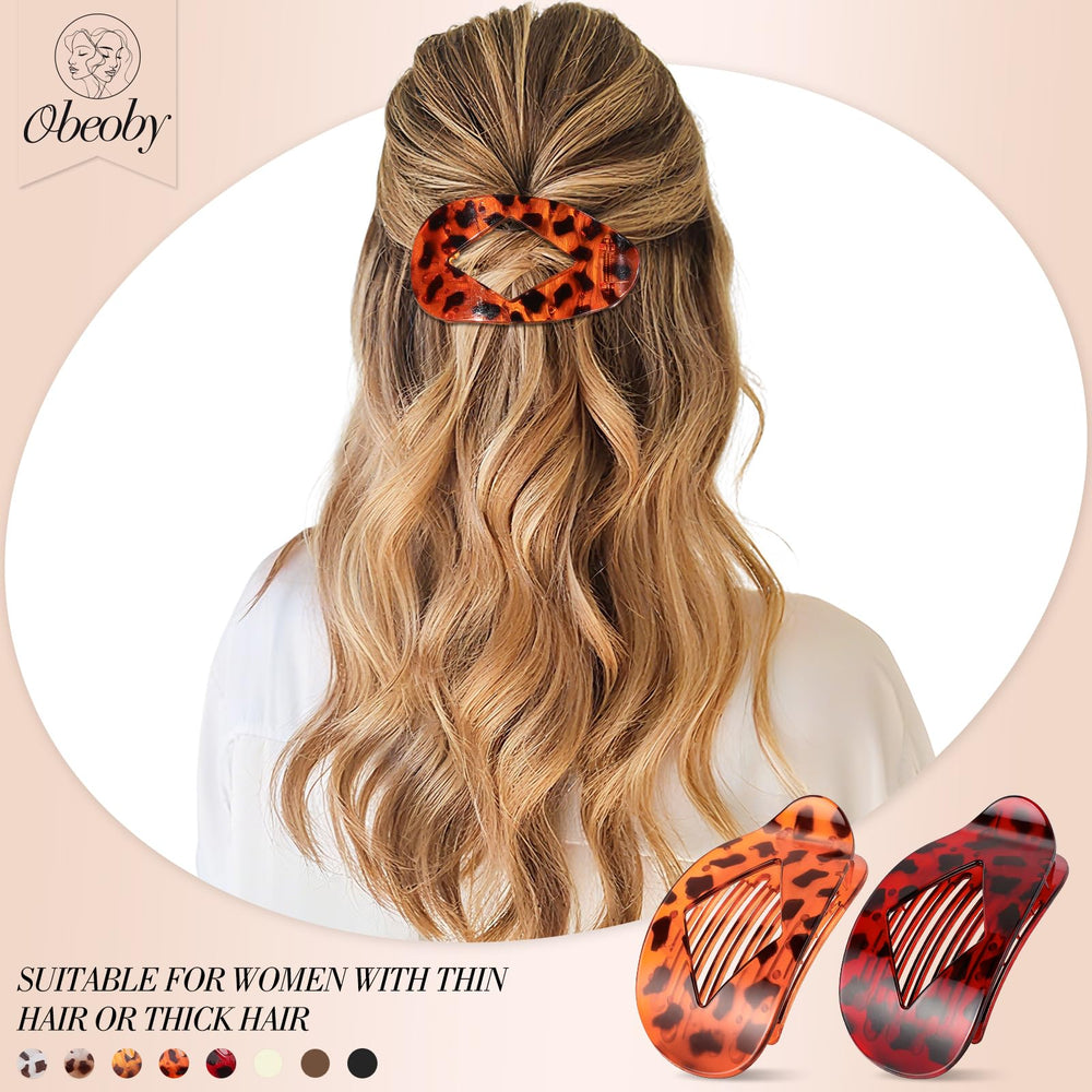 Obeoby clip plano carey para cabello fino, fácil de quitar.