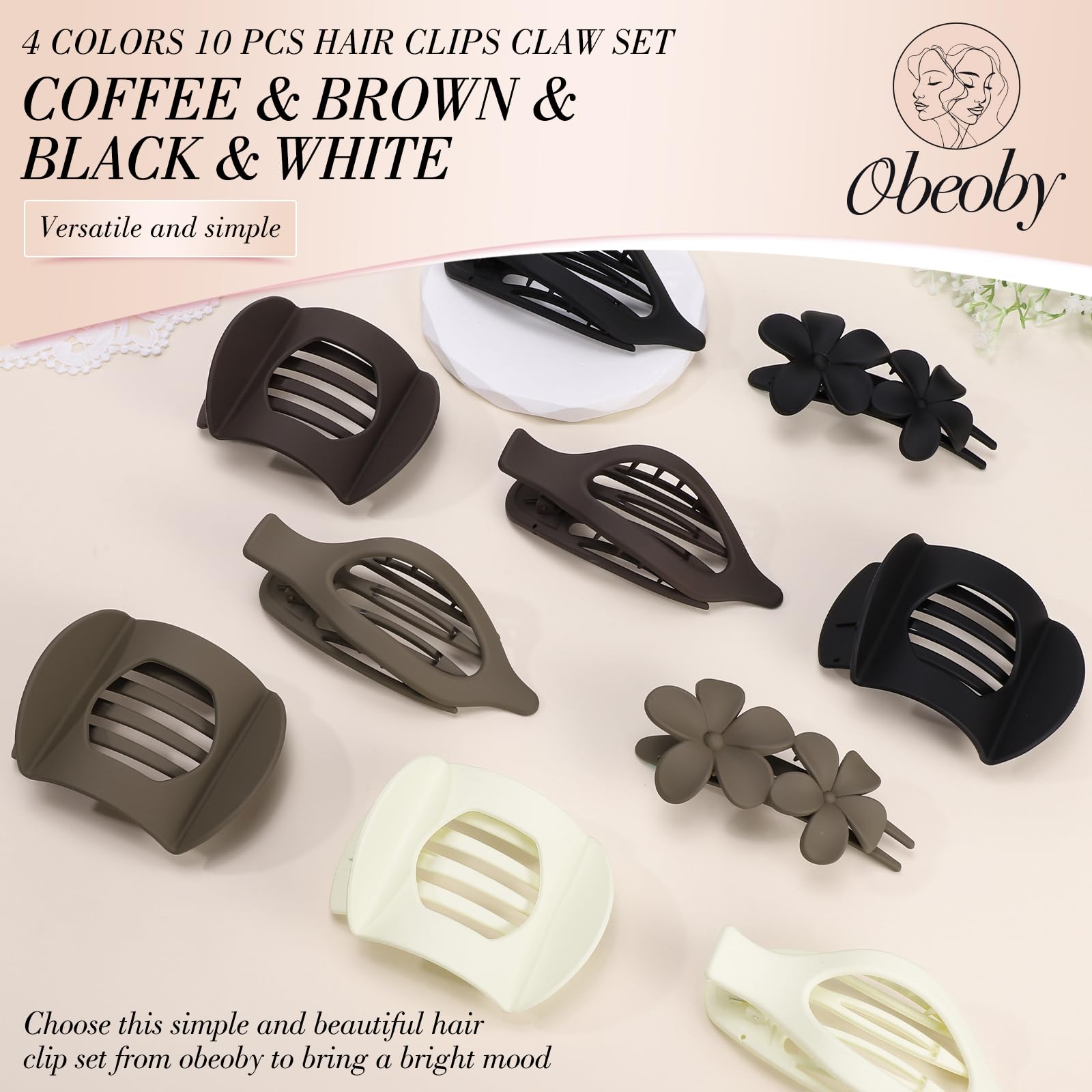 Obeoby clip frances plano negro, discreto y práctico.