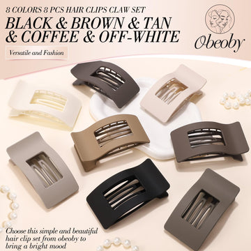 Pinza plana de Obeoby para cabello medio, conjunto de 8 piezas.