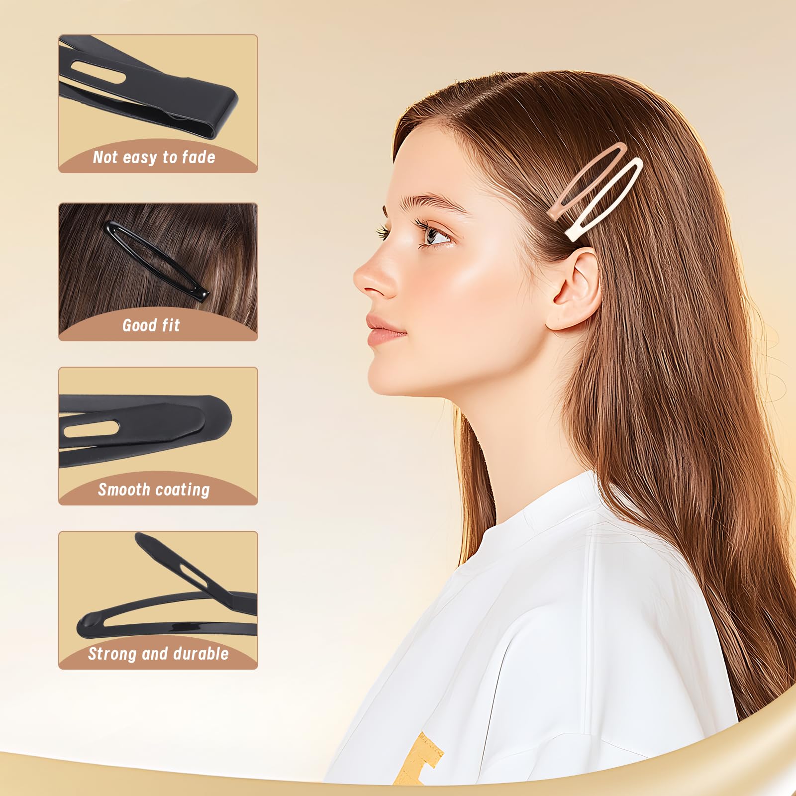 Pinzas de pelo obeoby metal 2,36 pulgadas, sujeción firme durante el día