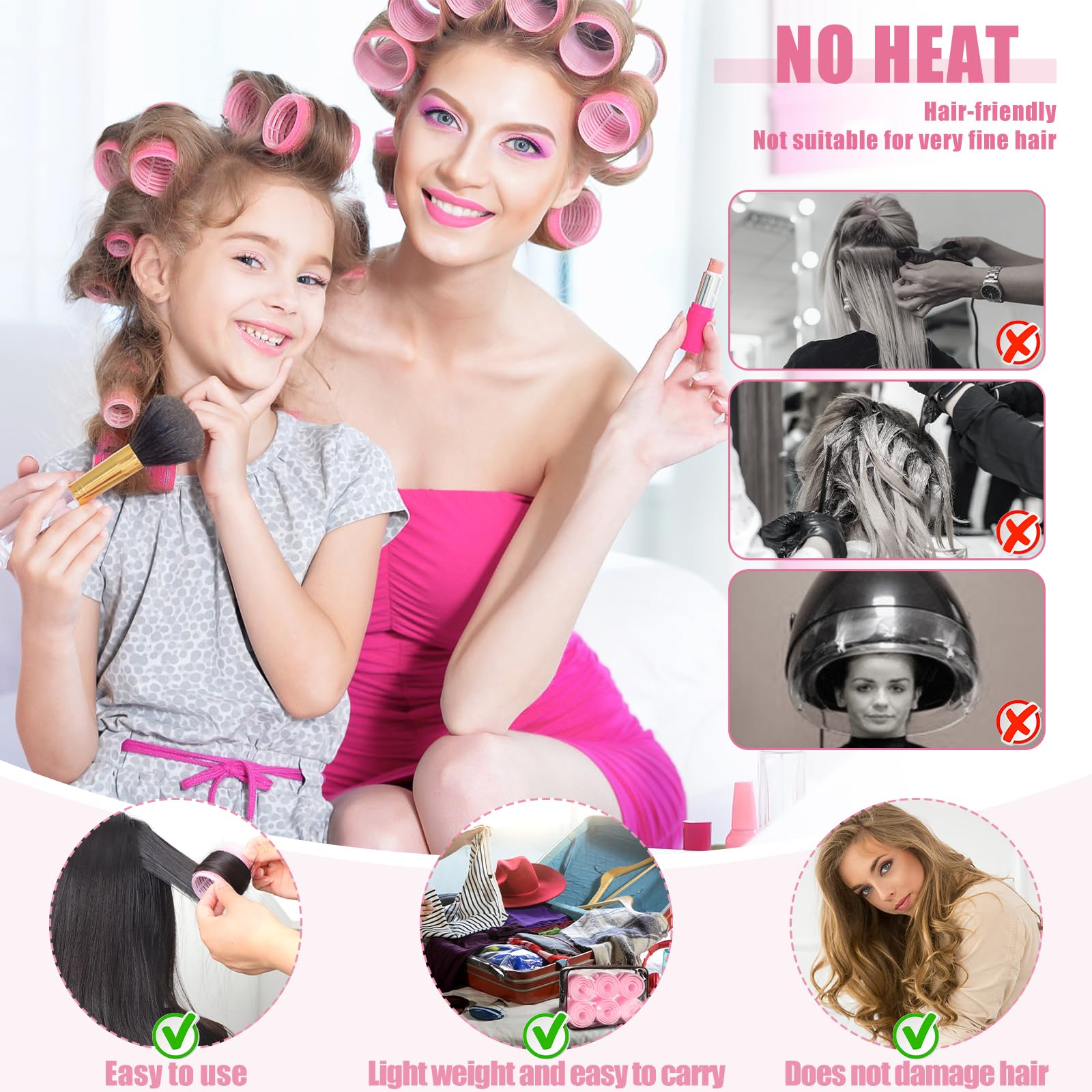 obeoby rulos 25 mm rosa para flequillo