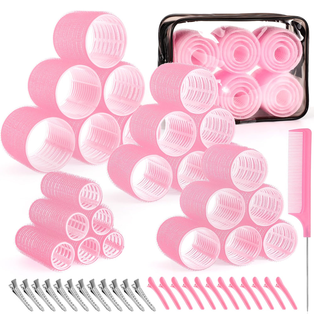 obeoby rulos set completo rosa para rizos y ondas