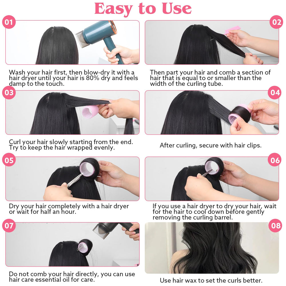 Rulos obeoby de 60 mm con agarre, ondas naturales para cabello largo.
