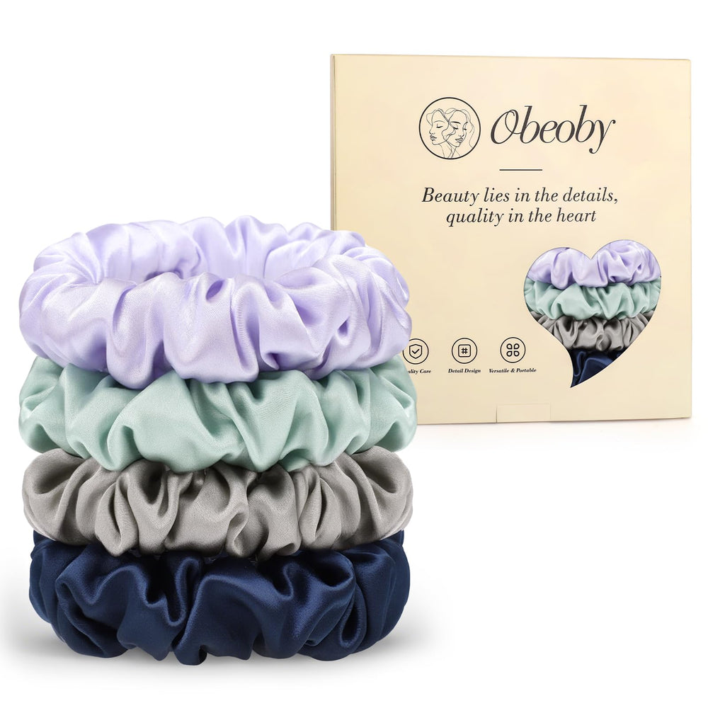 Goma de seda Obeoby verde salvia para cabello, suave y reducida fricción nocturna.